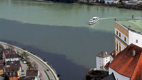 Cum arată locul unde se întâlnesc râurile Ilz, Inn și fluviul Dunărea?