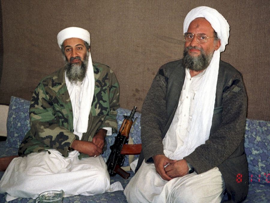 Osama bin Laden sits with his adviser and purported successor Ayman al-Zawahiri during an interview in Afghanistan, Barack Obama