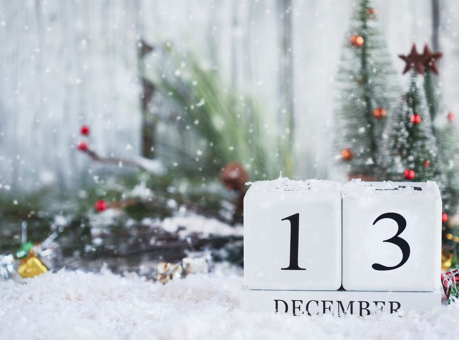December 13th Calendar Blocks with Christmas Decorations