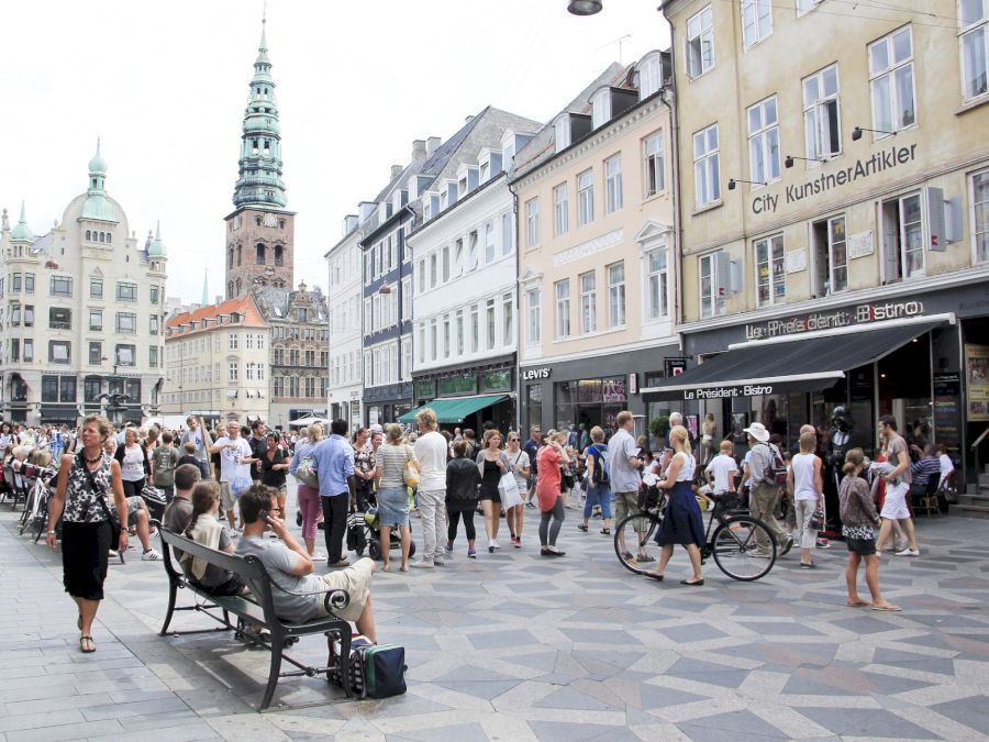 Stroget shopping street copenhagen denmark