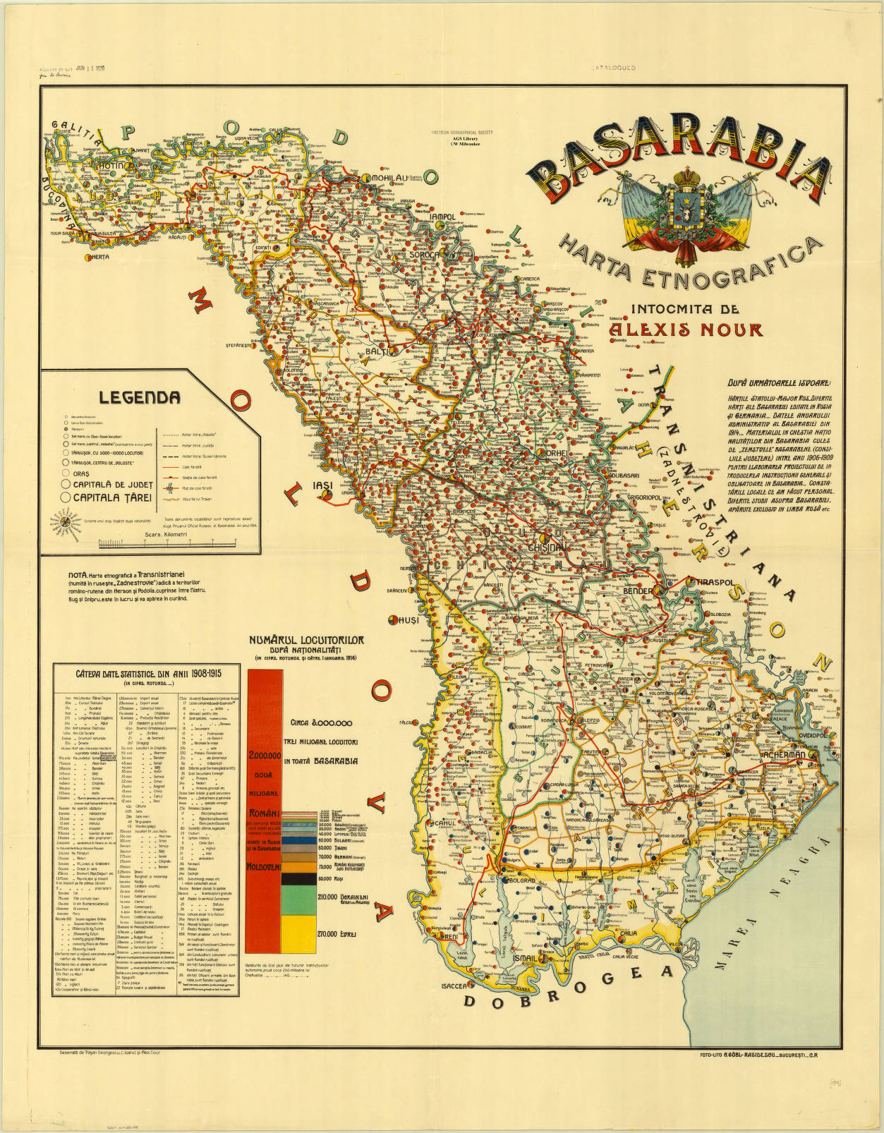 Harta etnografică a Basarabiei, de Alexis Nour