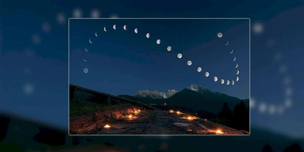 Fotografia care a uimit Internetul! Ce traseu a avut Luna în 28 de zile?