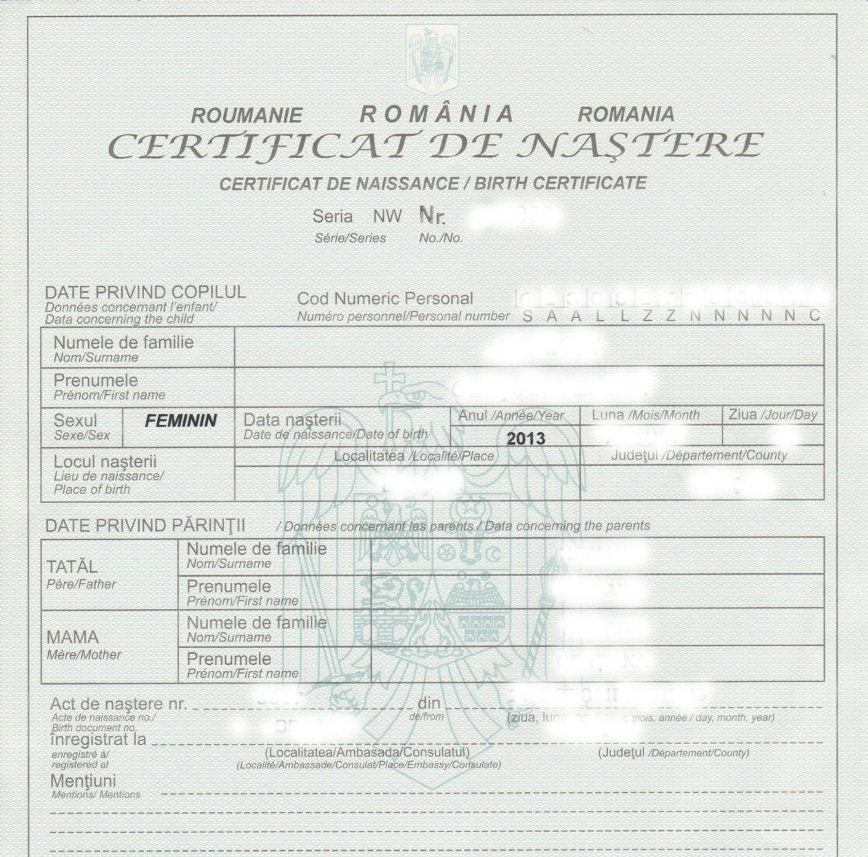 certificatul de naștere