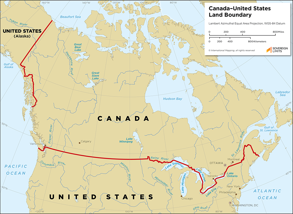 De ce Canada și SUA au granițe drepte?