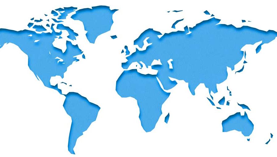 Blue paper world map